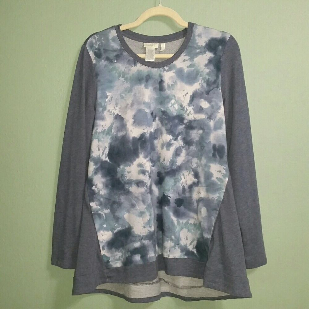 Logo Lounge Watercolor Pattern Long Sleeve Thin Sweater Top Size Medium